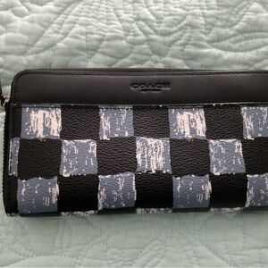 Coach Navy and Light Blue Checkered Wallet
